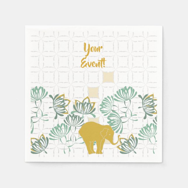 Elephant Safari Floral Jungle Zoo Botanical Napkins (Front)