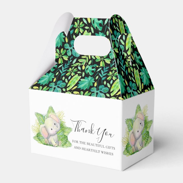 Elephant Safari Leaves Favor Box (Front Side)