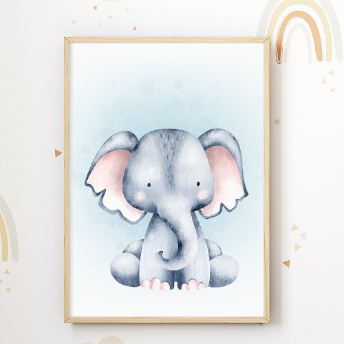 Elephant Safari Nursery Poster Kids Room Print