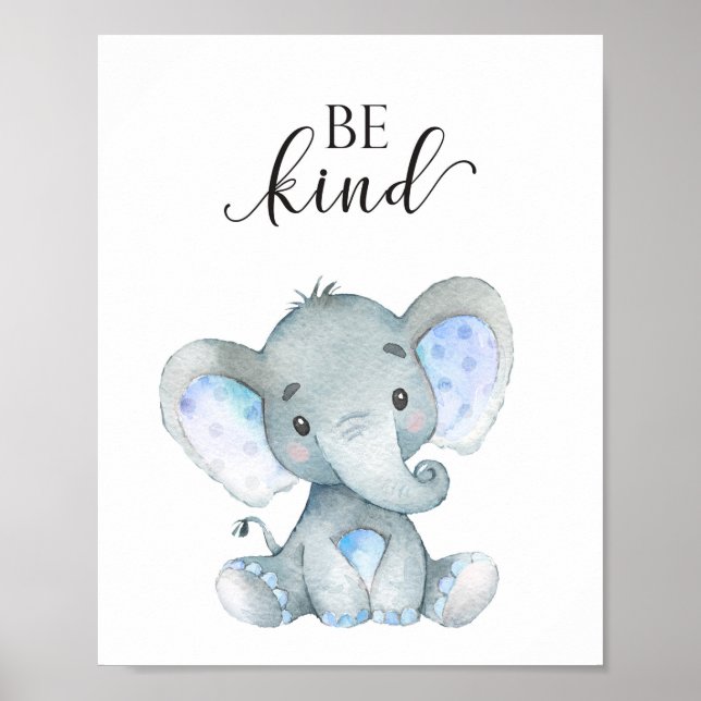 Elephant Safari Nursery Wall Art Animal Quote (Front)