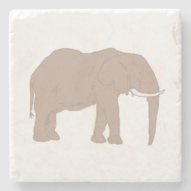 Elephant Safari Painting Marble Stone Coaster (Front)