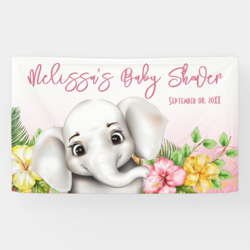 Elephant Safari Tropical Jungle Baby Shower Banner
