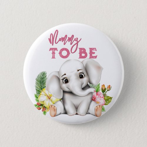 Elephant Safari Tropical Jungle Baby Shower Button