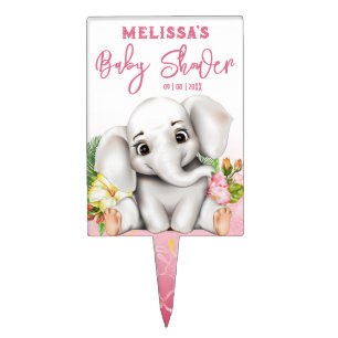 Elephant Safari Tropical Jungle Baby Shower Cake Topper