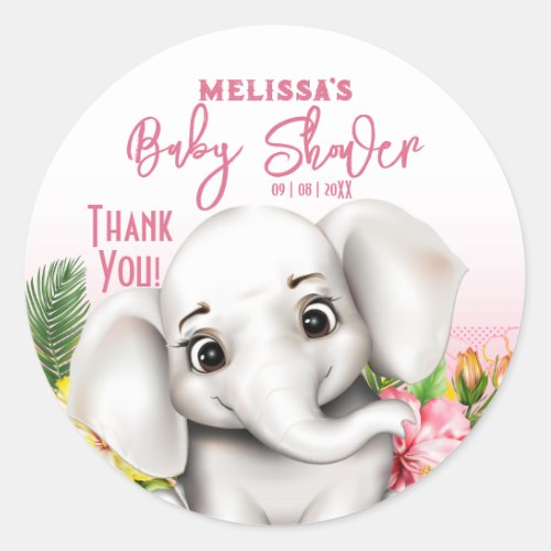 Elephant Safari Tropical Jungle Baby Shower Classic Round Sticker