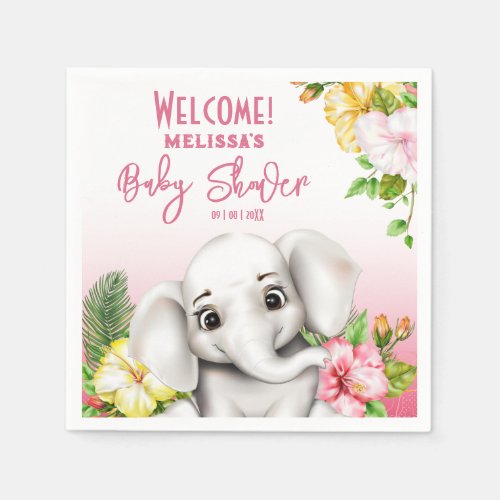 Elephant Safari Tropical Jungle Baby Shower Napkins