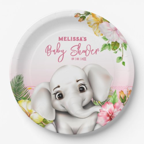 Elephant Safari Tropical Jungle Baby Shower Paper Plates