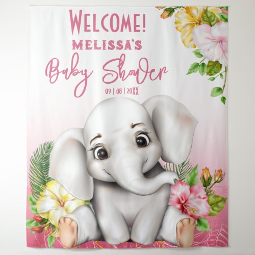 Elephant Safari Tropical Jungle Baby Shower Tapestry