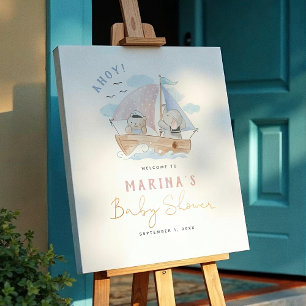 Elephant Sailboat Baby Shower Welcome Sign