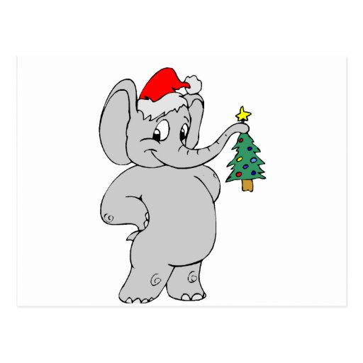 Elephant (Santa Hat) Postcard | Zazzle