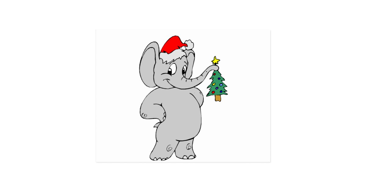 Elephant (Santa Hat) Postcard | Zazzle