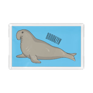 Elephant seal cartoon illustration acrylic tray