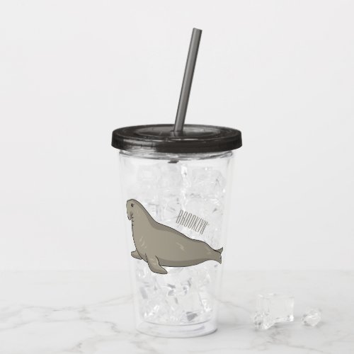 Elephant seal cartoon illustration acrylic tumbler