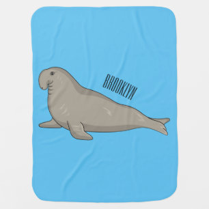 Elephant seal cartoon illustration baby blanket