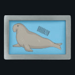 Elephant seal cartoon illustration  belt buckle<br><div class="desc">Elephant seal cartoon illustration</div>