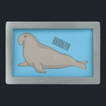 Elephant seal cartoon illustration  belt buckle<br><div class="desc">Elephant seal cartoon illustration</div>