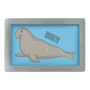 Elephant seal cartoon illustration  belt buckle