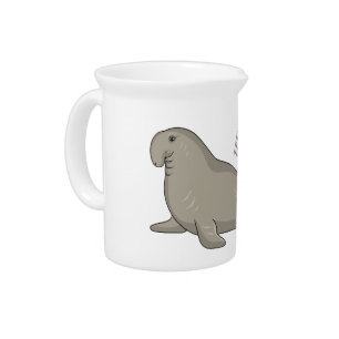 Elephant seal cartoon illustration beverage pitcher