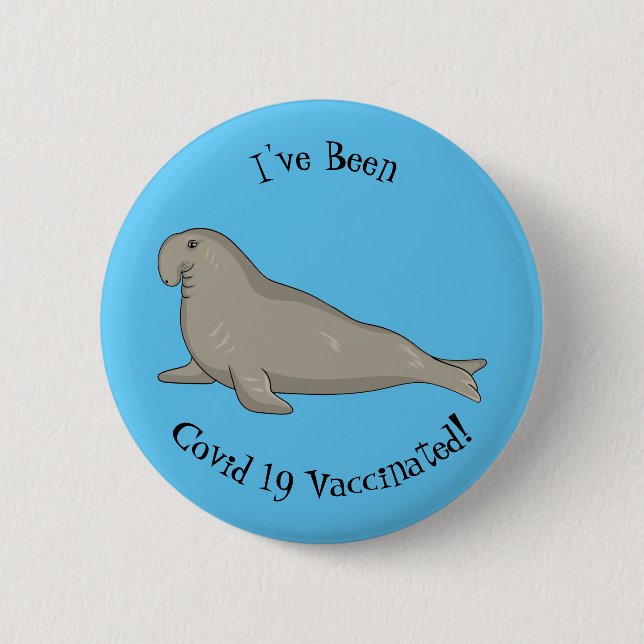 Elephant seal cartoon illustration button (Front)