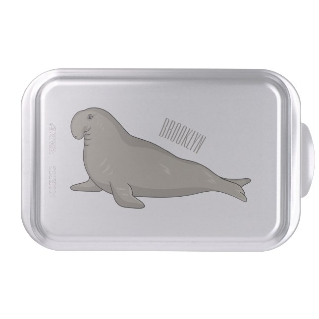 Elephant seal cartoon illustration  cake pan (Front)