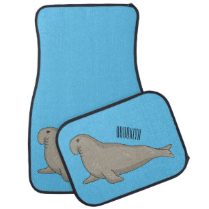 Elephant seal cartoon illustration car floor mat