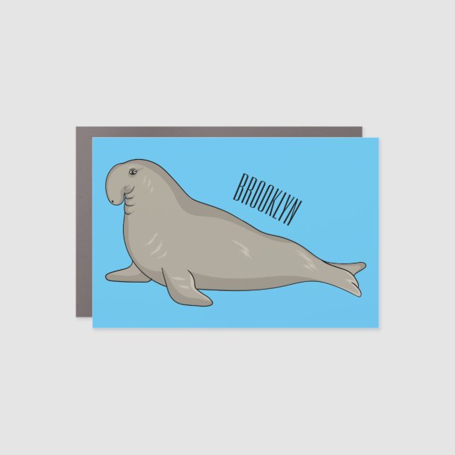 Elephant seal cartoon illustration  car magnet (Front)