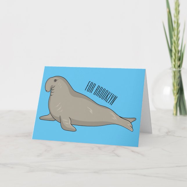 Elephant seal cartoon illustration card (Front)