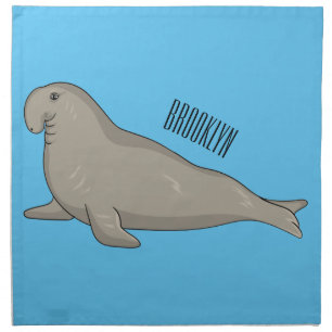 Elephant seal cartoon illustration cloth napkin