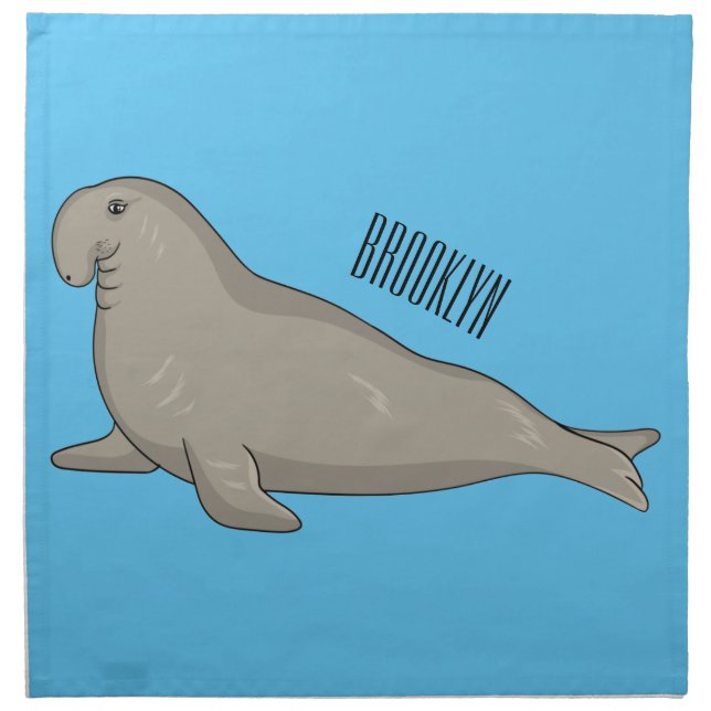 Elephant seal cartoon illustration cloth napkin (Front)