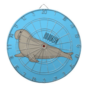 Elephant seal cartoon illustration dart board