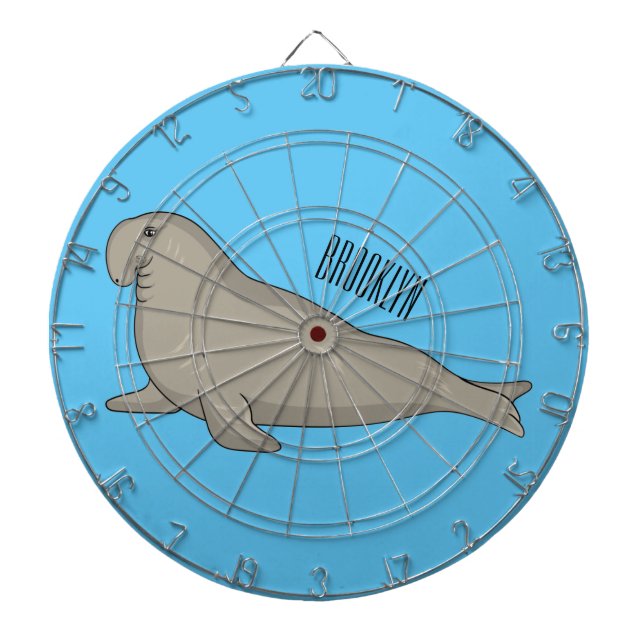 Elephant seal cartoon illustration  dart board (Front)