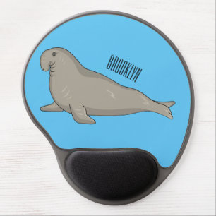 Elephant seal cartoon illustration gel mouse pad