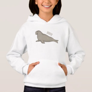 Elephant seal cartoon illustration hoodie