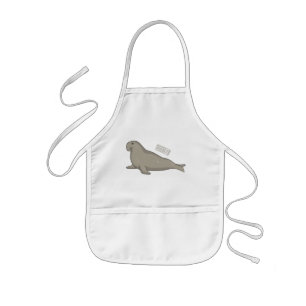 Elephant seal cartoon illustration kids' apron