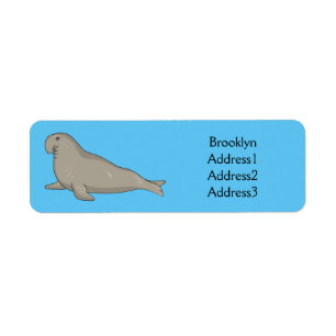Elephant seal cartoon illustration label