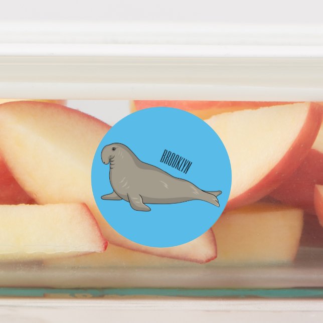 Elephant seal cartoon illustration  labels (Affixed)