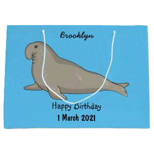 Elephant seal cartoon illustration large gift bag