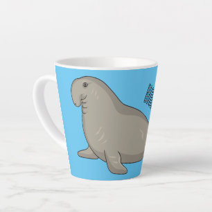 Elephant seal cartoon illustration latte mug