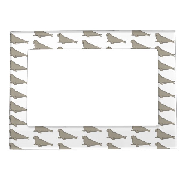 Elephant seal cartoon illustration magnetic frame (Front)