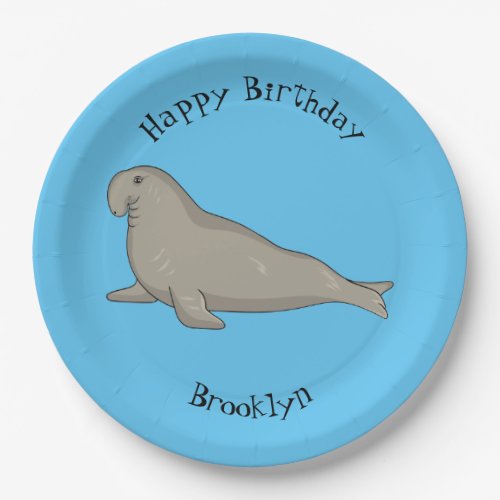 Elephant seal cartoon illustration paper plates