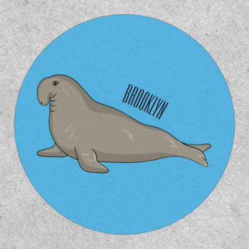 Elephant seal cartoon illustration  patch
