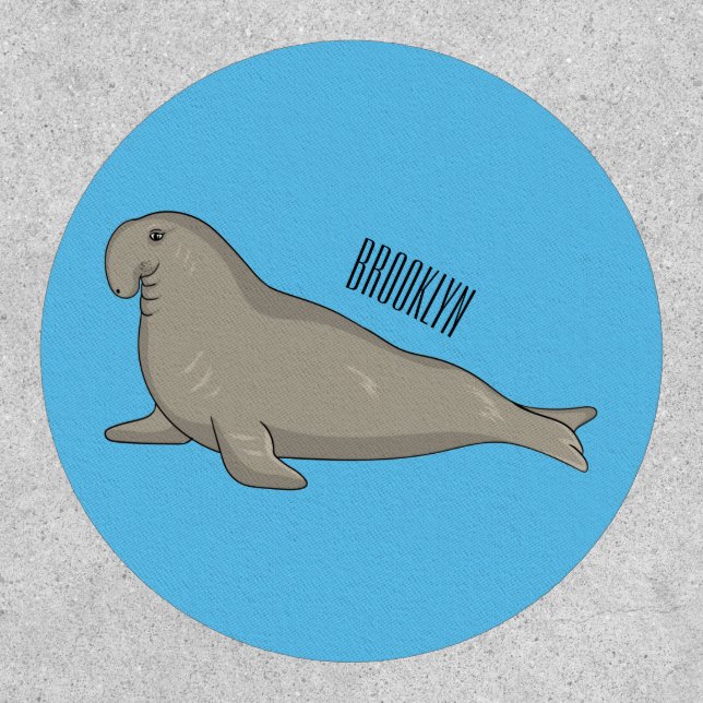Elephant seal cartoon illustration  patch (Front)