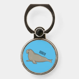 Elephant seal cartoon illustration phone ring stand