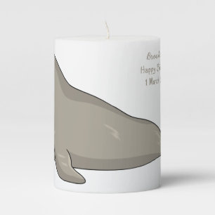 Elephant seal cartoon illustration pillar candle