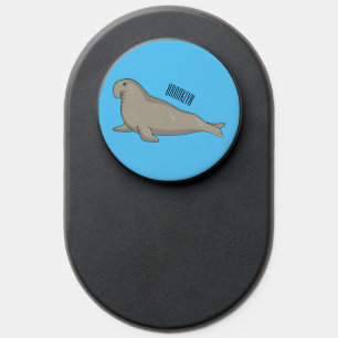 Elephant seal cartoon illustration PopSocket
