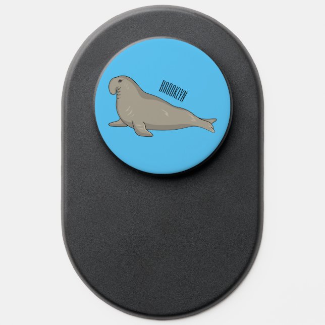 Elephant seal cartoon illustration PopSocket (Popsocket)