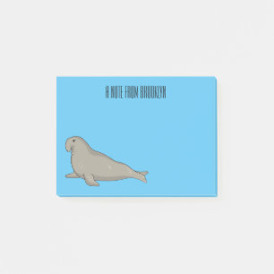 Elephant seal cartoon illustration post-it notes