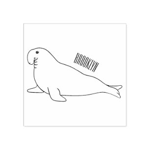Elephant seal cartoon illustration rubber stamp