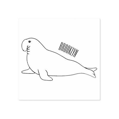 Elephant seal cartoon illustration rubber stamp
