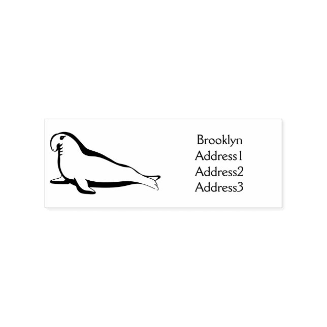 Elephant seal cartoon illustration rubber stamp (Imprint)